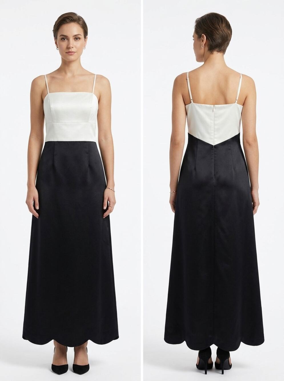Vintage Night Way Collections Made in USA Maxi Satin Dress Women Size 8